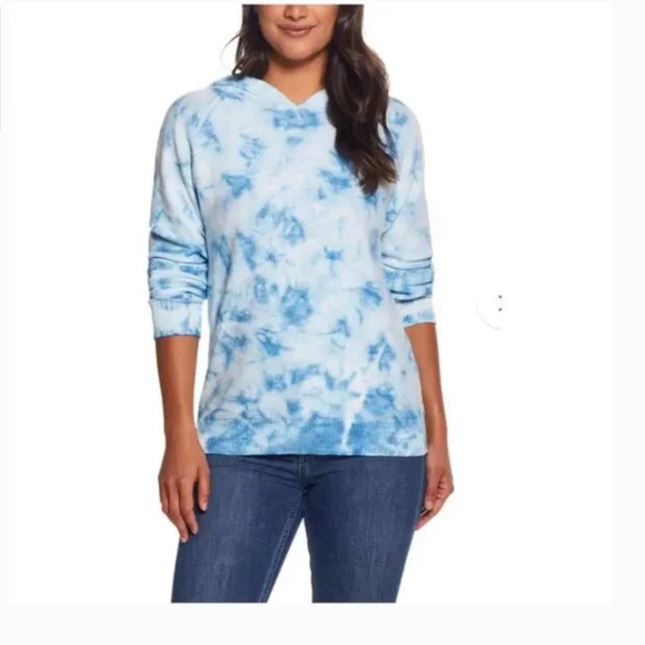 NWT Weatherproof Vintage Blue Tie-dye Hoodie Sweater Sz XS - Picture 3 of 8